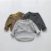 T-shirts automne bébé garçons rayé T-shirts à manches longues hauts Style coréen bébé enfants T-shirts décontractés enfants vêtements 230327