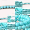 Stone 8mm Factory Cena Naturalna Aqua Amazonite okrągłe luźne koraliki 16 Strand 4 6 8 10 12 mm Rozmiar wyboru do robienia biżuterii Drop dhvzs