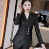 Pontas de duas peças femininas Casual Mulheres Blazer Conjunto de blazer elegante emagrece