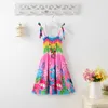 Flickans klänningar Sommarflickor Floral Dress Sling Ruffles Bohemian Beach Princess Dresses For Girl Clothing 2 6 8 12 år med halsbandsgåva