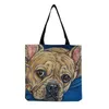 Evening Bags Shopping Bag Cartoon Oil Painting Dog Print Travel Beach Handbags Portable Shoulder Cute Animal High Capacity Ladies Leisure