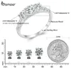 Solitaire Ring BAMOERAnillo de plata de ley 11 chapado en platino para mujer sortija redonda de moissanita 925 CTTW Color D VVS1 EX Lab Diamante de compromiso Z0327