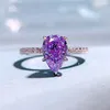 Bague émeraude diamant taille poire 100% réel 925 argent sterling fête alliance bagues pour femmes promesse de mariée bijoux de fiançailles