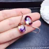 Studörhängen 925 Silver Fashion Imitation Natural Amethyst Crystals Inlaid Tourmaline Earring For Women Fine Jewelry Wholesale