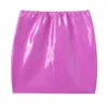 Kjolar kvinnor latex patent läder miniskirt fast färg elastisk midjeband glansig blyerts kjol nattklubb fest musik festival kostym 230327