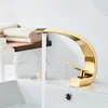 Bathroom Sink Faucets Basin Mixer Bathtub Water Tap Brushed Gold Brass Faucet.&cold Water.Deck Mounted Bronze