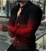Camicie eleganti da uomo Primavera Autunno Moda Risvolto abbottonato Manica lunga Top Stampa 3D Plus Size Cool Street Party Wear