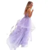 Spaghetti Strap Lilac Prom Dresses 3D Floral Lace Ruffles Graduation Party Dress Ball Gown Tulle Junior Birthday Vestidos De Novia 326 326