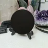 Other Home Decor Wholesale Black Crystal Mirror With Holder Natural Obsidian Quartz Stone Circular Slice Slab er 230327