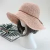 Wide Brim Hats Ladies Sun Hat For Women Bowknot Raffia Straw Foldable Summer Beach Female Chapeau FemmeWide Davi22