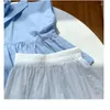 Vêtements Ensembles d'été Blue Set Little Girls Enfants 2 pièces Tops Pantal