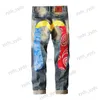 Jeans para hombres Chen Big M Jeans con manga recta Agujeros rotos Slim Fit Lavado con agua Tendencia ins Pantalones largos Moda para hombres T230327
