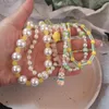 Chaînes tendance rétro perlé perle collier ras du cou pour les femmes coloré cristal coeur verre clavicule chaîne bijoux esthétiques