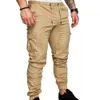 Mäns byxor Mens Casual Thin Breattable Tie Drawstring Long Pants Män Solid Color Pockets Midje Takvåning Ankelbunden Skinny Cargo Pants 230327