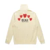 Designer Men's Hoodies Com Des Garcons Sweatshirt Mockneck CDG PLAY Big Heart Hoodie Full Zip Up Beige Brand Size XL