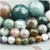 Stone 8Mm Round Faceted Indian Agat Beads Natural Loose For Bracelet Making Jewelry Strand 15 Drop Dhqyg