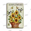 Retro Flower Art Painting Metal Sign Poster Vintage Metal Plaque Sunflower Poster Plates For Garden Bar Living Room Wall Decor Plate 30X20cm W03