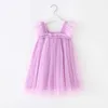 Girl's Dresses Summer New Baby Girl Clothes Solid Color High Quality Flying Sleeves Mesh Slings Baby Dresses Cute Princess Ball Gown Skirt