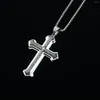 Chains 10pcs Stainless Steel Bible Verse Carving Cross Necklace Man Pendant Accessories