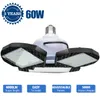 E26 LED Garage Lights, 60W 80W LED bulb Lights fixture, 6000K cold white, 6000LM Deformable Adjustable 3 panels, Indoor Lighting LED Shop Lights, Warehouse