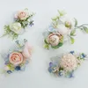 Headpieces NZUK Pink&Blue Floral Bridal Hair Vine Wedding HHaar Accessoires Bruid CComb Vintage Women Flowers Headdress 2023