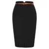 Skirts Women's High Waisted Pencil Skirts Slit Office Business Pencil Skirt With Belt Vintage Center Front Slit Skirt Bodycon Workwear 230327