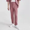 Men's Pants Miyake Pleated Pink Men's Classic Pants Suits Casual High Waisted Pencil Pants Designer Trousers Clothes 230327