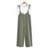 Kvinnors jumpsuits Rompers S 5XL 2023 Kvinnor Casual Solid Strappy Dungarees Vintage Cotton Loose Wide Leg Overalls Long Combinaison