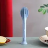 Ensembles de vaisselle 3 pièces/ensemble 3-en-1 ensemble de couverts portables de voyage couteaux japonais en plastique fourchettes et cuillères cuisine étudiante