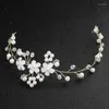 Nakrycia głowy Dekoracja ślubna prosta opaska na głowę opaska do włosów Pearl Crystal Flower Flower Jewelry Akcesoria dla głowy ślubne