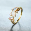 Band Rings Vintage Female White Crystal Moonstone Jewelry Cute Gold Color Wedding Rings For Women Luxury Engagement Valentines Day Gift Z0327
