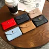 Wallets Drop Shipping Genuine Leather Mini Envelope Change Bag Simple Buckle Cowhide Large Capacity Card Bag Women Coin Purse Print Name G230327