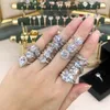 Band Rings Trendy Crystal Solitaire Ring for Women Dainty Zirconia Wedding Engagement Silver Color Promise Marriage Ring for Bridal Jewelry Z0327
