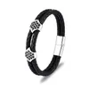 Bracelets porte-bonheur Bracelet en cuir véritable pour hommes Bracelets magnétiques en corde à part en acier inoxydable