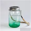 En blanco de sublimación en blanco Clear Mason Jars Linternas con energía solar Firefly impermeable al aire libre con perchas para Dhjti