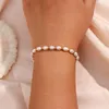 Strand Real Natural Oval Shape Freshwater Pearl Beaded Armband For Women High Quality 18K Gold Plated Waterproof Jewelry