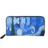 Brieftaschen Van Gogh Die Sternennacht Designer Marke Frauen Brieftaschen langen reißverschluss Leder Geldbörse Damen Clutch Wallet Gedruckt G230327