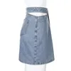 Skirts Y2K Womens High Waist Denim 2023 Hollow Button Zipper Mini Ladies Sexy Clothing Female Party Night Club Street Wear 230327