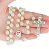 8MM Glow In The Dark Rosary Bead Chain Necklaces For Women Cross Pendant luminous Necklace Religious Jewelry