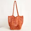 Beach Bags New Japanese and Korean Handwoven Hollow Net Cotton Rope One Shoulder Handbag Holiday Leisure 230327