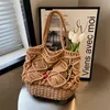 Beach Bags 2023 New Fashion Cotton Hollow Knitted Handbag Casual Sen Shoulder 230327