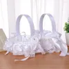 Emballage cadeau blanc panier de fleurs de mariage filles en soie pour la décoration pétale de demoiselle d'honneur