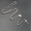 Ketten 6mm Rosenkranz Gebetskette Halskette katholischer christlicher religiöser Schmuck Charm Geschenk für Männer Frauen Kreuz Anhänger Jewelle