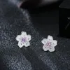 Stud -oorbellen Sterling zilveren kersenbloesems voor vrouwen romantische stijl meisje geschenk mode oor sieraden