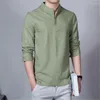 Ethnic Clothing Chinese Fashion Cotton Linen Top For Men Hanfu Traditional Tai Chi Uniform Long Sleeve Shirt Plus Size M-5XL