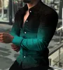 Camicie eleganti da uomo Primavera Autunno Moda Risvolto abbottonato Manica lunga Top Stampa 3D Plus Size Cool Street Party Wear