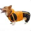 Dog Apparel Corgi Dog Clothes Jumpsuit Waterproof Clothing Pembroke Welsh Corgi Dog Raincoat Hooded Rain Jacket Dropship Pet Outfit 230327