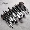 Strumenti per il trucco Set di pennelli per trucco Nero 18Pcs Viso Occhi Cosmeitcs Fondotinta in polvere Kit di pennelli per trucco professionale 230325