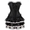 Bustiers & Corsets Gothic Corset Skirt For Women Steampunk Halloween Dress Lace Overlay Corsetto Push Up Boned Clubwear Carnival Costume