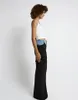 Patchwork Denim Color Contrasted High Waist Skirt For Women In Spring 2023 New Black Pleated Fashion Long Skirts